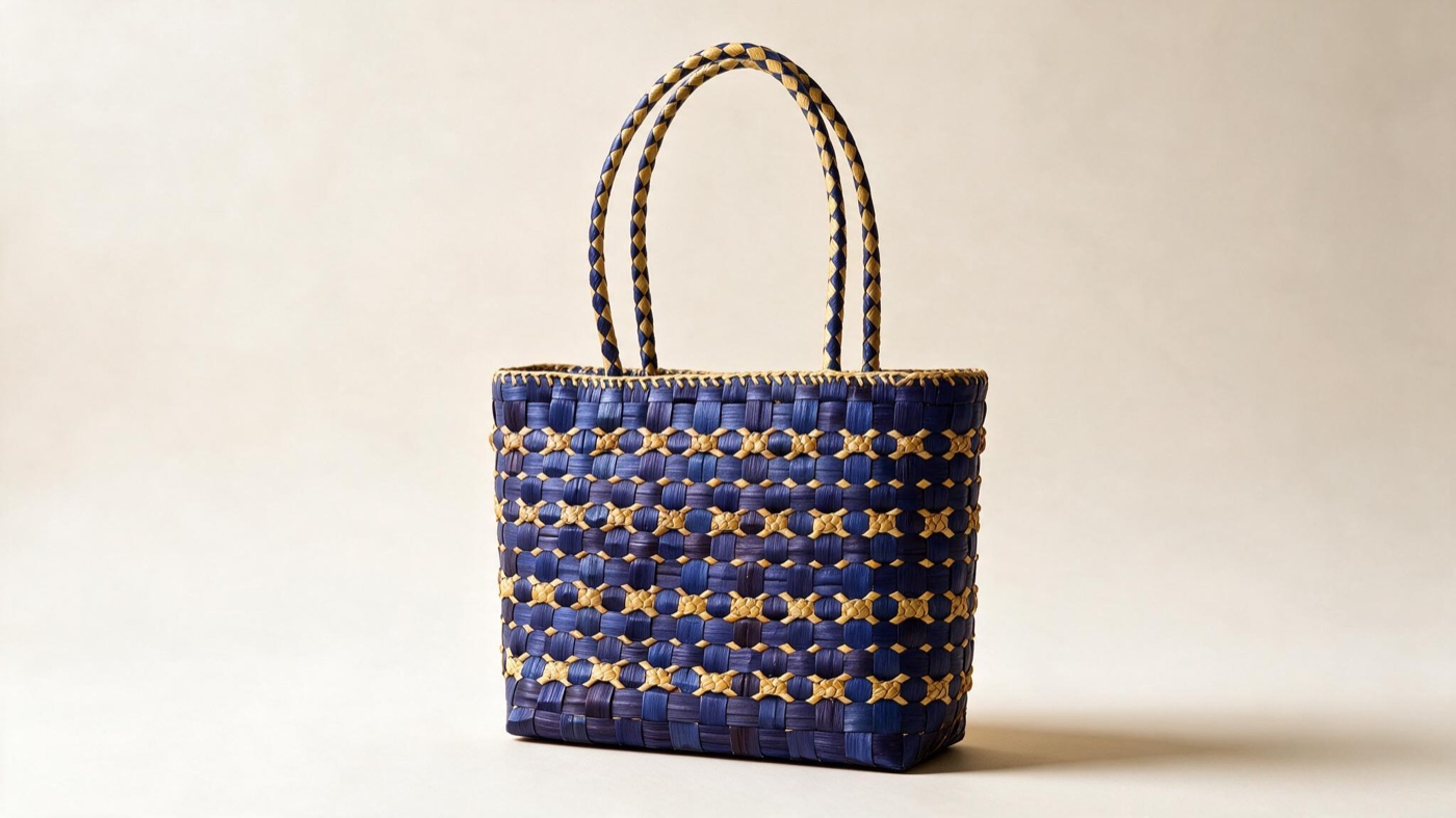 Natural palm-leaf basket